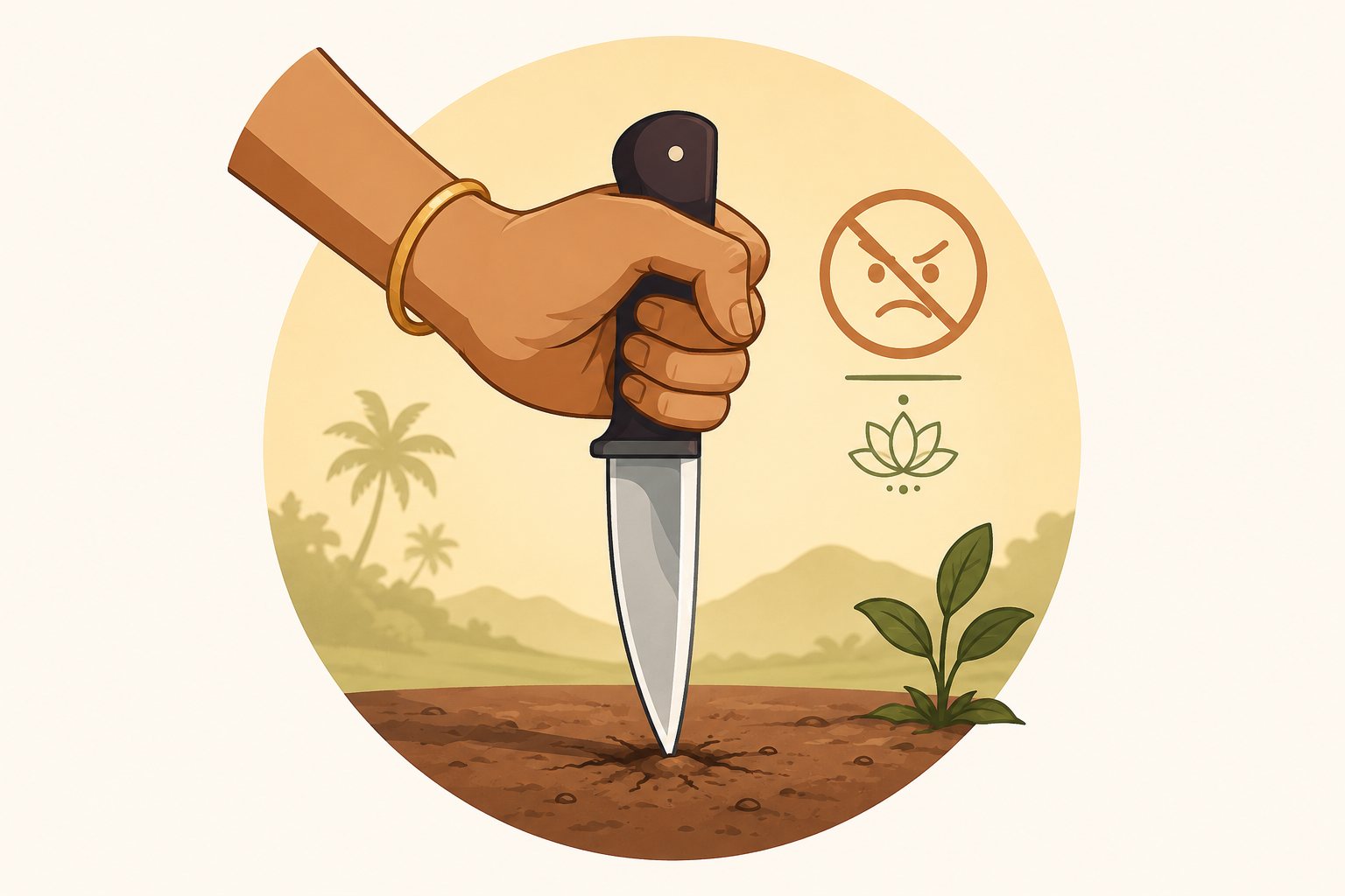 Knife touching earth